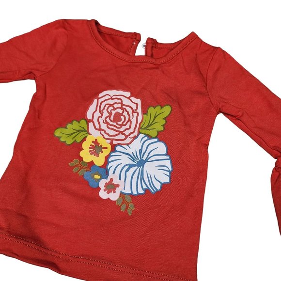 Persnickety NWT floral red bell sleeve long sleeve shirt flowers SZ 3-6 months - Picture 3 of 4